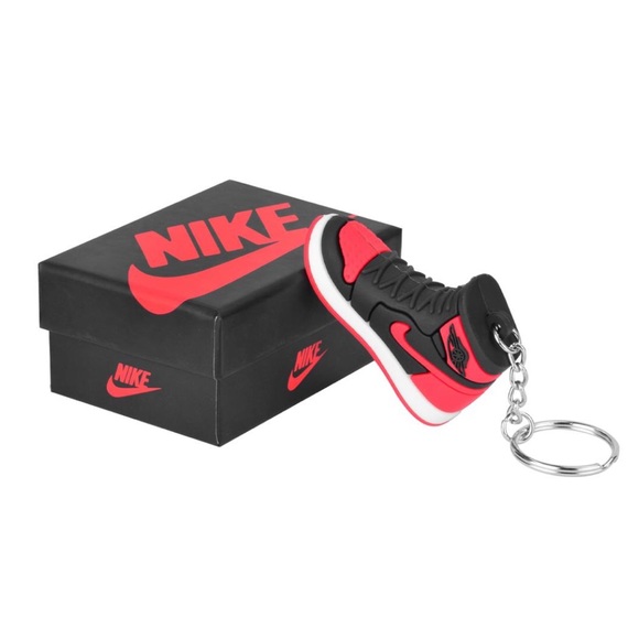 Nike Mini Sneakers Red & Black 3D Key Chain w/ Box - Picture 5 of 5